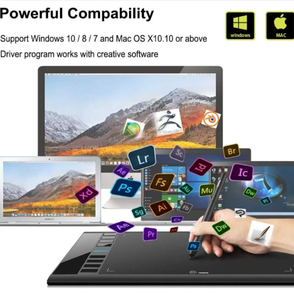 Graphics Drawing Tablet, UGEE M708 10 x 6 inch Large Drawing Tablet with 8 Hot.